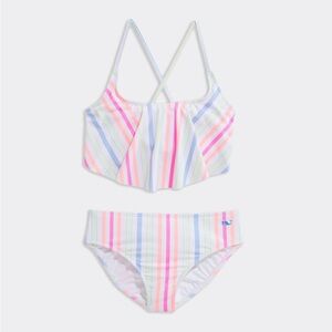 Vineyard Vines Girls Stripe Flounce Bikini
